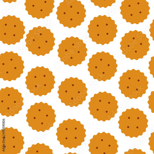 Cute cookie seamless pattern background. biscuits pattern background. chocolate chips pattern background. Cartoon illustration of Cookies. biscuits illustration.