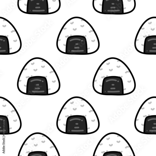 onigiri pattern background. Japanese food seamless pattern. onigiri rice balls illustration. Onigiri Japanese Food Pattern background. Japanese rice balls seamless pattern background.