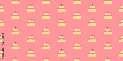 pastry seamless pattern with cakes. cupcake pattern background. cake pattern background. Pink strawberry and cream sponge cake background.
