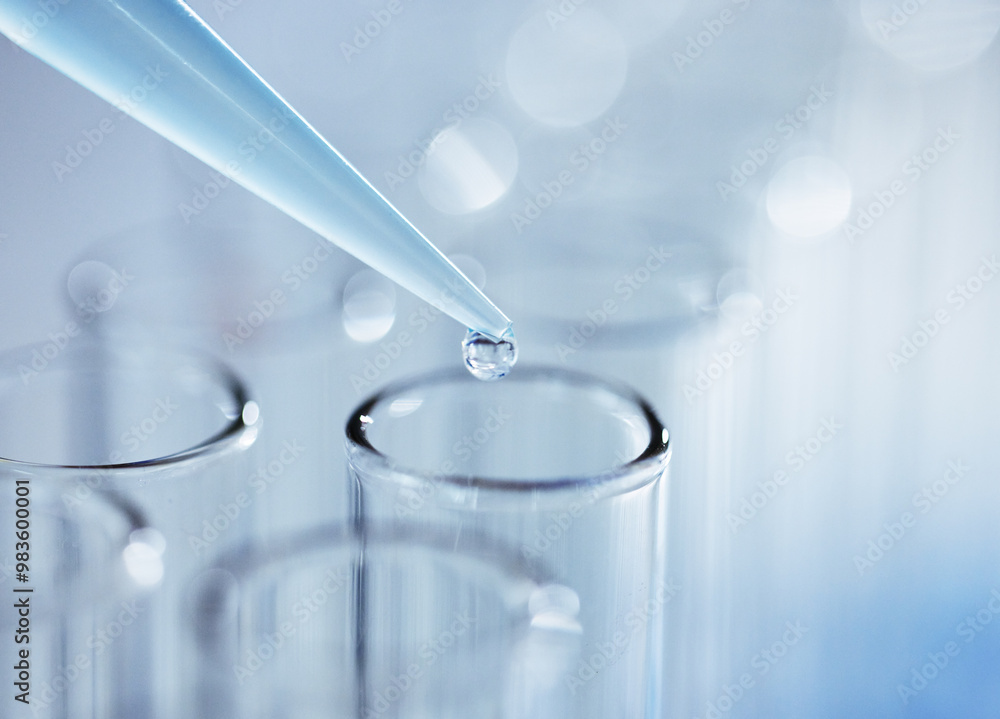 Dropper, closeup and test tube in laboratory with chemical sample for research, medical study or forensic investigation. Healthcare, pharmaceutical and tool with remedy for pathology or biology exam Dropper, closeup and test tube in laboratory with chemical sample for research, medical study or forensic investigation. Healthcare, pharmaceutical and tool with remedy for pathology or biology exam