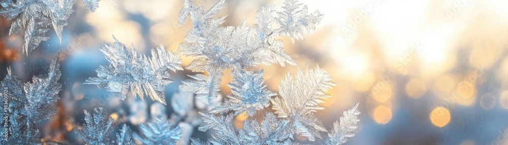 A serene close-up of frost on delicate foliage, capturing the beauty of winter light and sparkling ice details. A serene close-up of frost on delicate foliage, capturing the beauty of winter light and sparkling ice details.