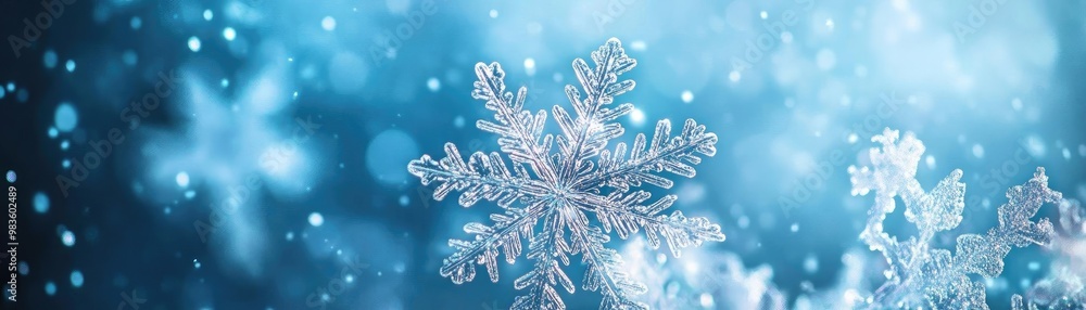 Beautiful, delicate snowfall with shimmering snowflakes on a serene blue background, capturing the essence of winter's magic. Beautiful, delicate snowfall with shimmering snowflakes on a serene blue background, capturing the essence of winter's magic.