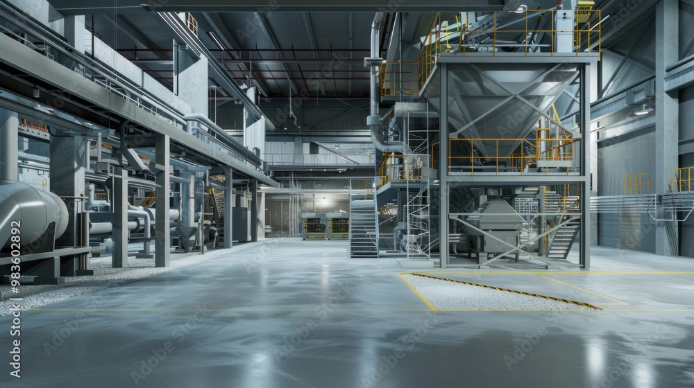 Industrial Factory Interior with Machinery Industrial Factory Interior with Machinery