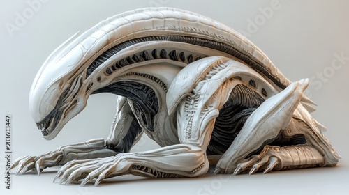 Fototapeta Naklejka Na Ścianę i Meble -  A stylized alien creature with intricate skeletal features.