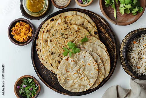 Plate of tasty Obbattu with on white background. photo