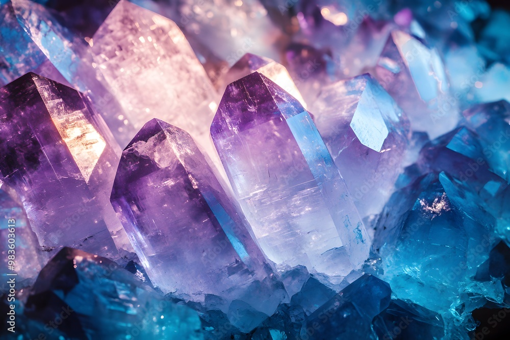 Closeup of Blue and Purple Crystals Closeup of Blue and Purple Crystals