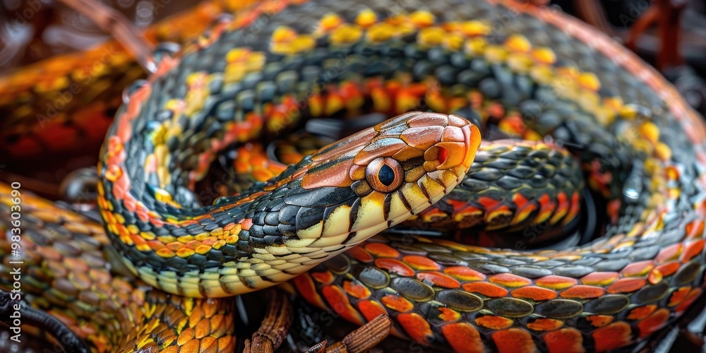 Coiled and Prepared Eastern Garter Snake Coiled and Prepared Eastern Garter Snake