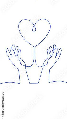 Hand holding heart icon lineart design vector