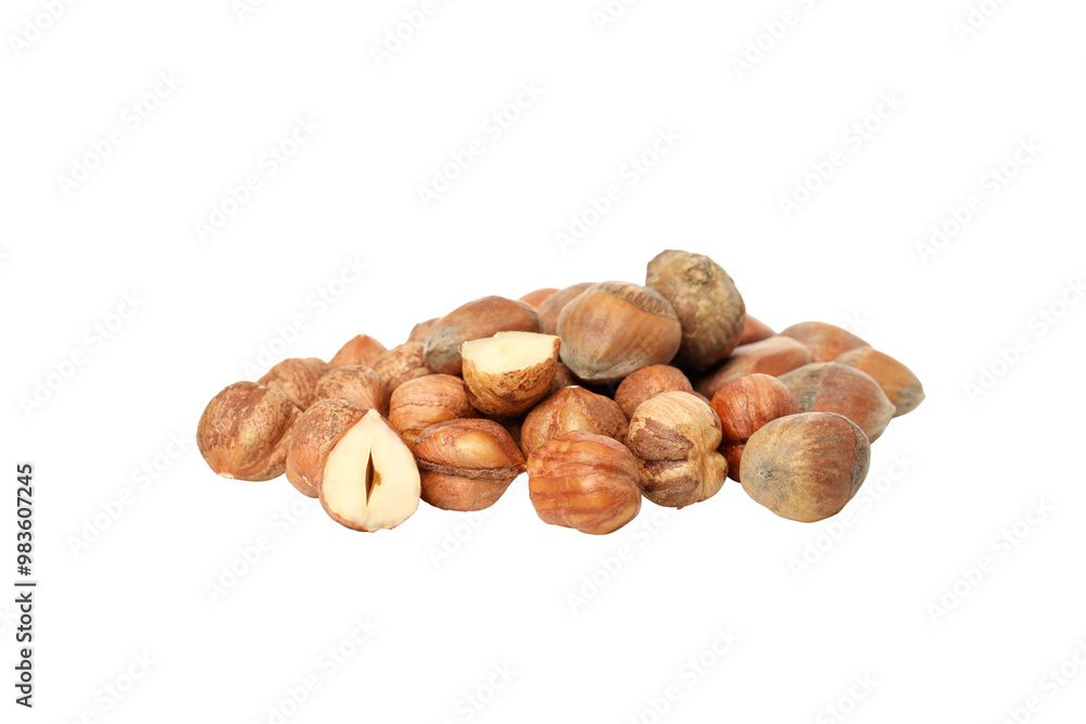 PNG, Peeled and unshelled hazelnuts, isolated on white background PNG, Peeled and unshelled hazelnuts, isolated on white background