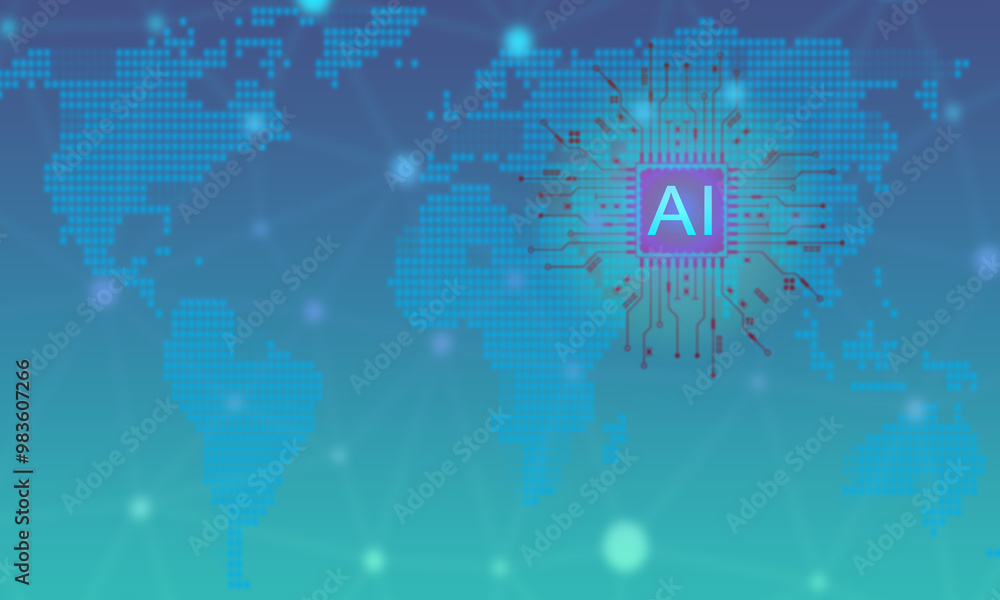Obraz premium Ai artificial intelligence technology futuristic datum ai innovation communication digital science map global world background network cyberspace business learning system development cloud data robot