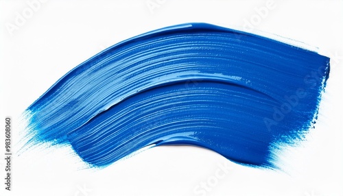 blue oil brush stroke on white background