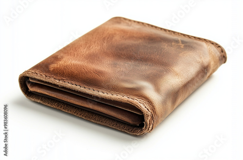 Vintage Leather Wallet: Closed and Angled for Timeless Elegance