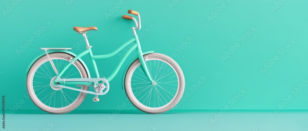 Fototapeta premium A stylish and modern bicycle parked against a vibrant teal background, perfect for showcasing contemporary design.