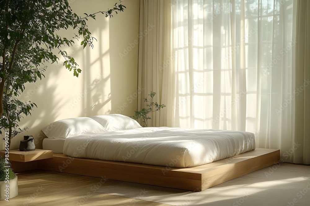 interior of a bedroom, Design a Modern Minimalist luxury bedroom architecture, real estate, housing project, renovation ideas interior of a bedroom, Design a Modern Minimalist luxury bedroom architecture, real estate, housing project, renovation ideas