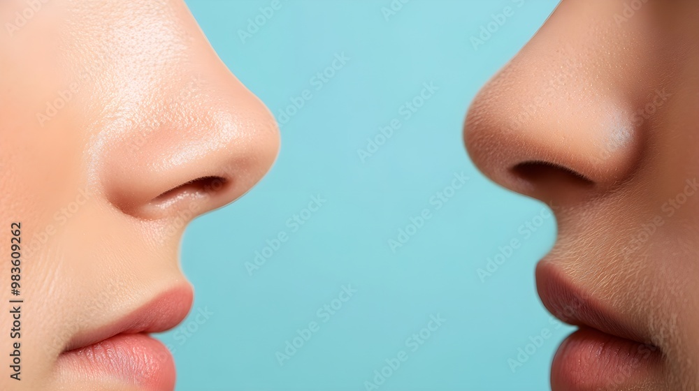 Obraz premium Close-up before-and-after comparison of a patient's hairline, illustrating the natural effects of the hair transplant procedure, Photorealistic, Sharp Focus, Bright Lighting