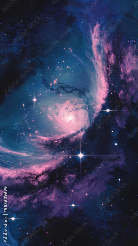 Bbeautiful and colorful galaxy with a pink swirl in the middle Bbeautiful and colorful galaxy with a pink swirl in the middle