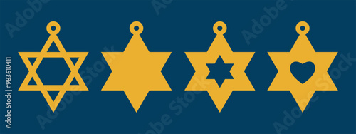 Hanukkah vector designs for earrings, pendant or keychain with Star of David shape. Jewelry silhouette laser cut template. Cnc cutting with metal, wood or leather. Jewish holiday bijouterie