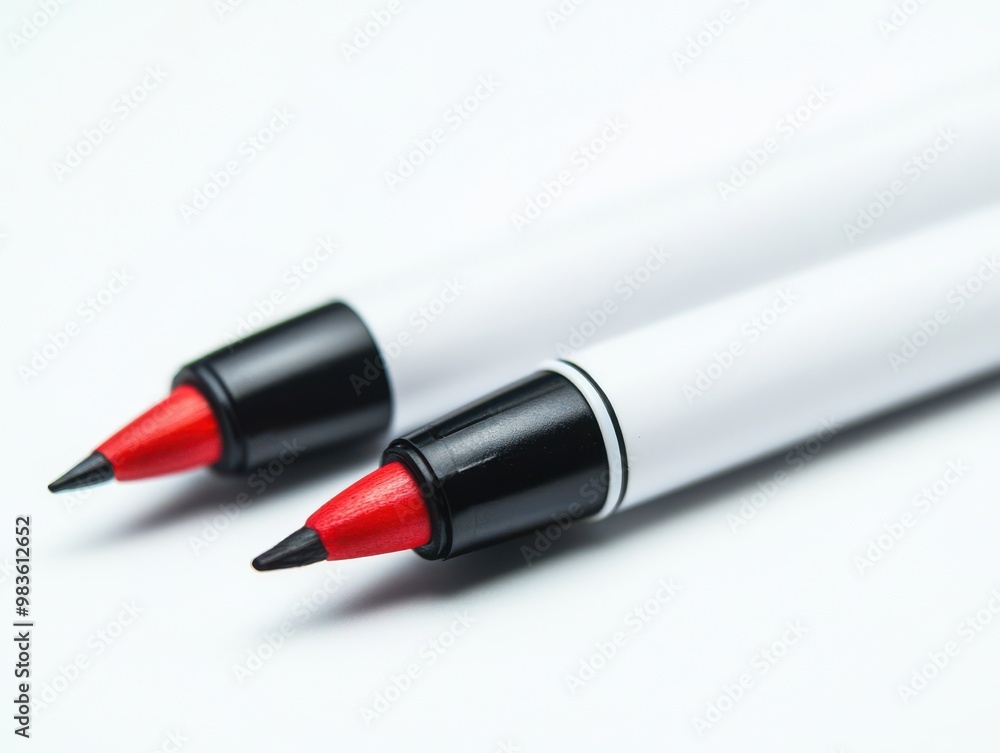 Red and Black Markers on White Background Red and Black Markers on White Background