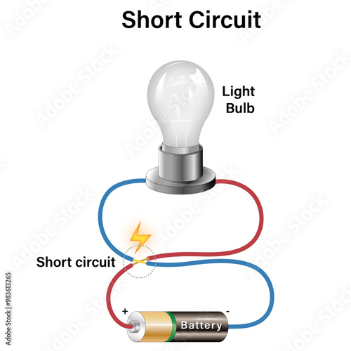 How Electrical Circuits Work: A Detailed Vector Illustration Exploring the Flow of Current, Components, and Circuit Functionality for Education and Engineering