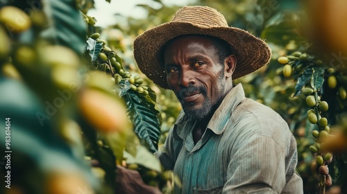 Old black worker in the farm