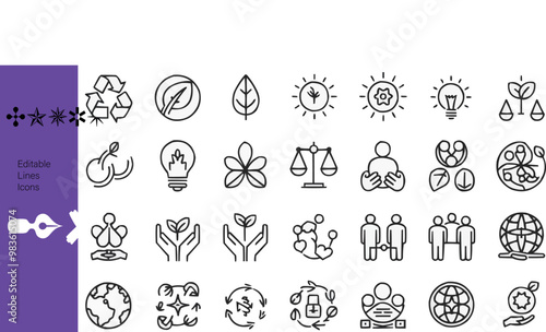 Icon set of Court Editable. Vector illustration in modern thin line style of law related icons: Lawyer, judge, justice, and more. Pictograms and infographics for mobile apps