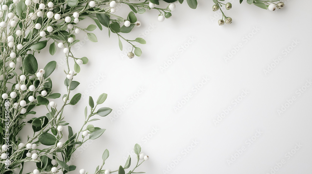 a mistletoe wreath decorated with small bells and white berries against an isolated white background a mistletoe wreath decorated with small bells and white berries against an isolated white background