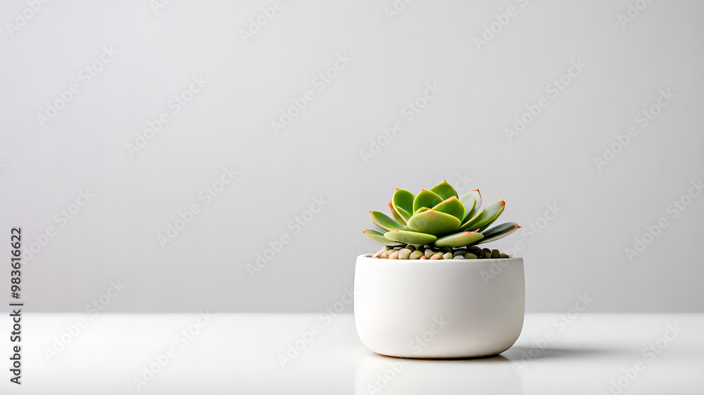 Modern Office Desk with Isolated Green Plant Modern Office Desk with Isolated Green Plant
