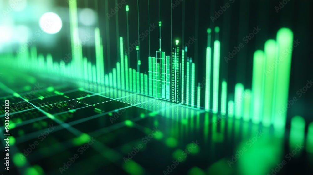 Dynamic green investment charts bar graphs illustrating eco investing trends in the stock market Dynamic green investment charts bar graphs illustrating eco investing trends in the stock market