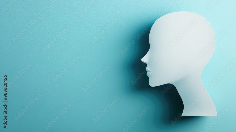 Silhouette of human head sculpture against blue background Silhouette of human head sculpture against blue background