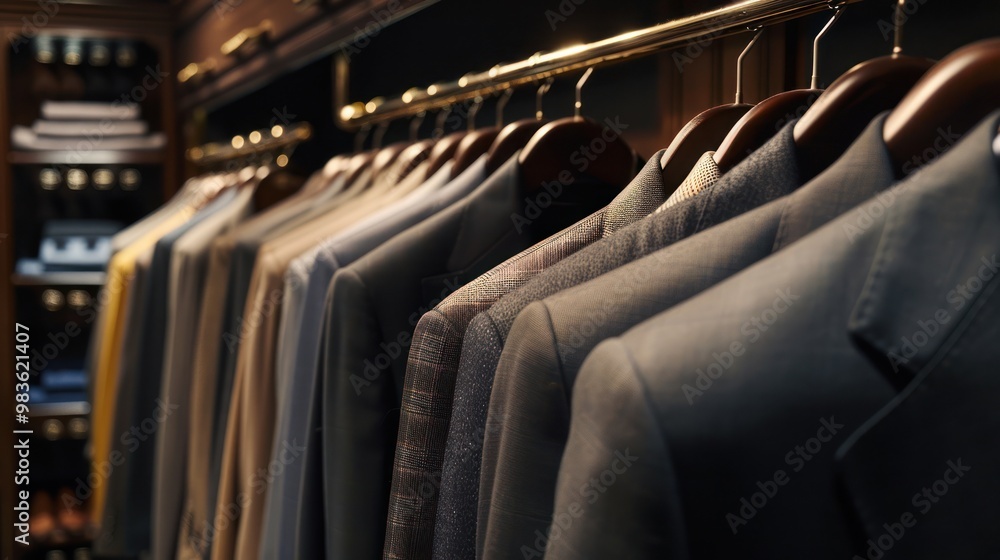 Obraz premium A Row of Suits Hanging in a Closet