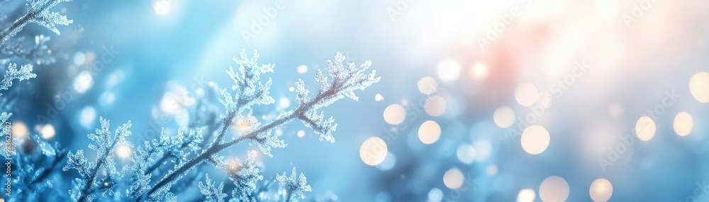 A serene winter scene featuring soft blue tones, snowflakes, and gentle light creating a magical atmosphere. A serene winter scene featuring soft blue tones, snowflakes, and gentle light creating a magical atmosphere.