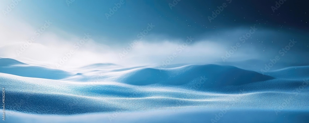 Serene landscape featuring soft blue snow dunes under a tranquil sky, evoking peace and stillness in a winter environment. Serene landscape featuring soft blue snow dunes under a tranquil sky, evoking peace and stillness in a winter environment.
