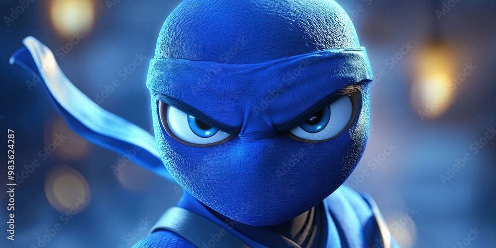3D animated cartoon blue ninja 3D animated cartoon blue ninja