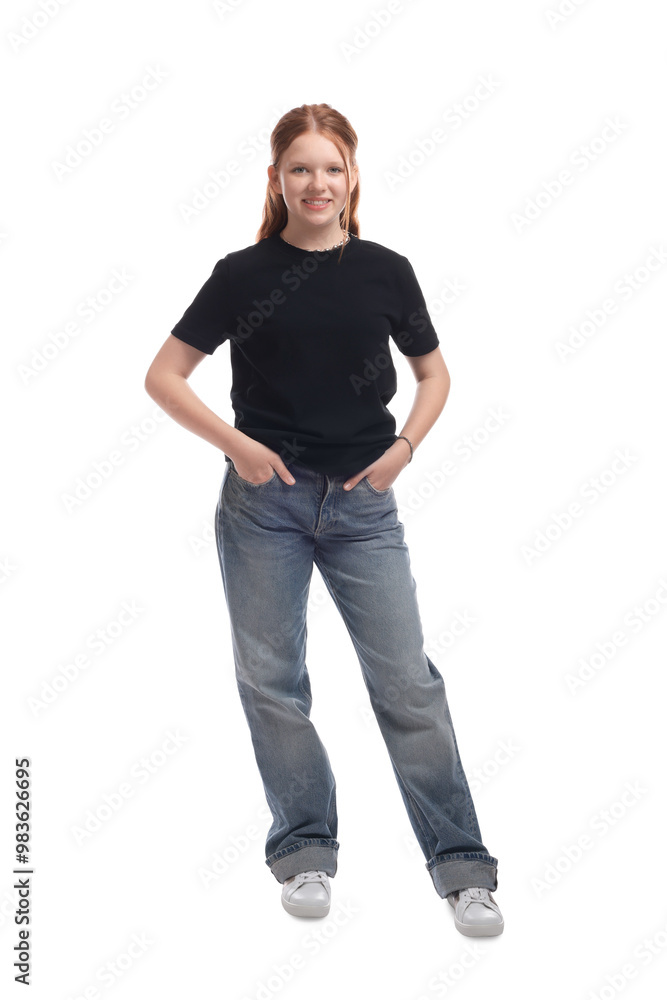 Full length portrait of teenage girl on white background Full length portrait of teenage girl on white background