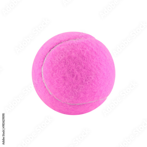 One pink tennis ball isolated on white