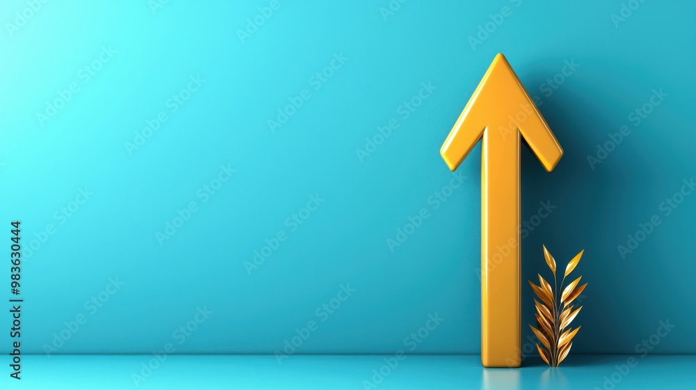 Minimalistic Upward-Pointing Arrow for Business Growth with Copy Space Minimalistic Upward-Pointing Arrow for Business Growth with Copy Space