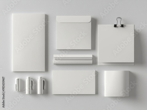 Realistic blank stationery set mockup isolated - ai