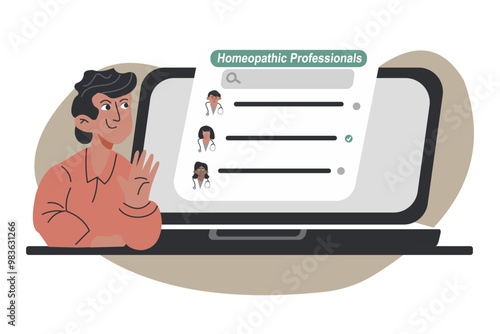 Patients consulting with homeopathic healthcare providers vector illustration with isolate white background