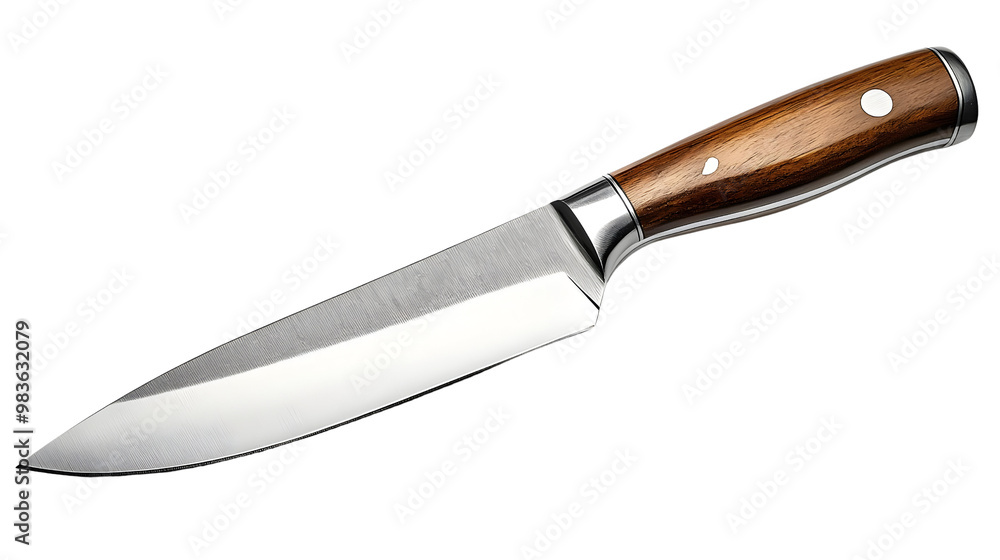 Professional kitchen knife with a sleek blade and ergonomic handle, isolated on a white background. Professional kitchen knife with a sleek blade and ergonomic handle, isolated on a white background.