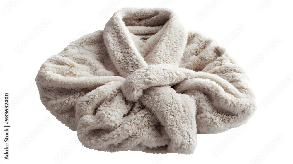 Cozy beige robe draped elegantly, soft fabric perfect for relaxation, on white isolated background. Cozy beige robe draped elegantly, soft fabric perfect for relaxation, on white isolated background.