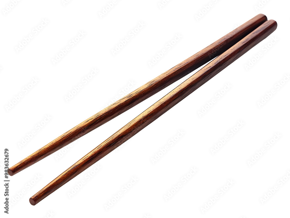 Two wooden chopsticks isolated on a white background. Two wooden chopsticks isolated on a white background.