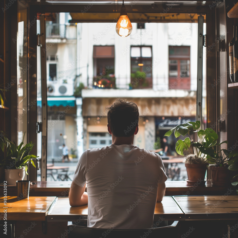 person sitting in a cafe person sitting in a cafe
