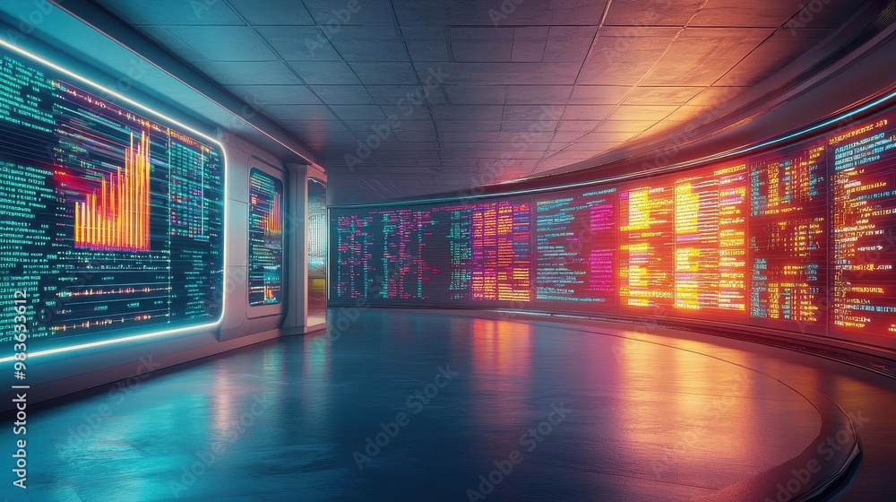A futuristic financial hub with giant glowing holographic graphs forecasting severe recession A futuristic financial hub with giant glowing holographic graphs forecasting severe recession