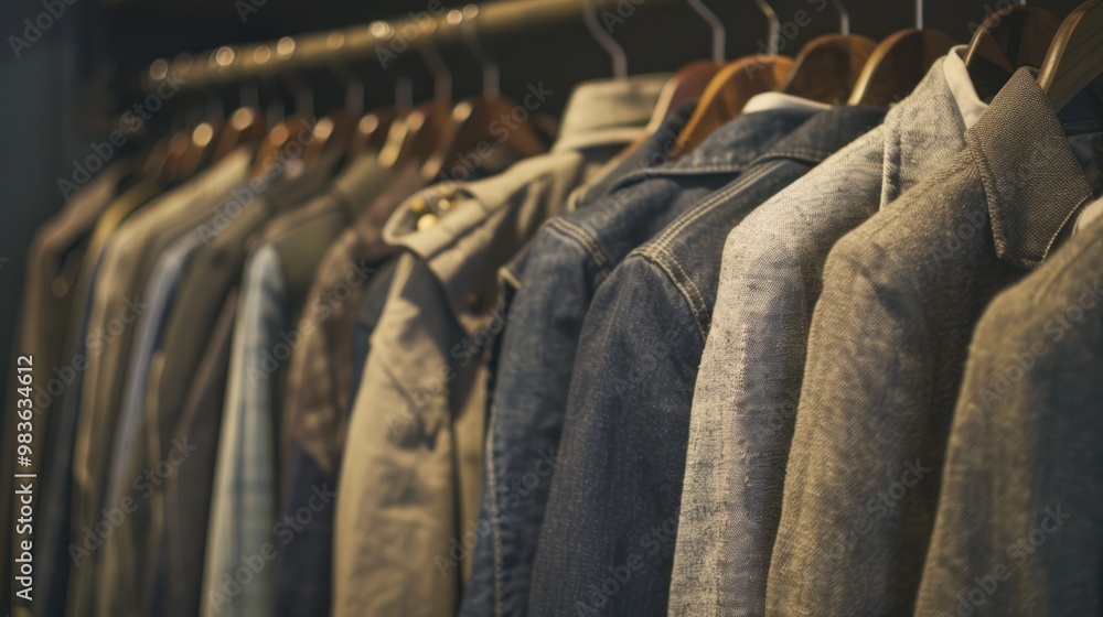 Fototapeta premium Row of Clothes on Hangers