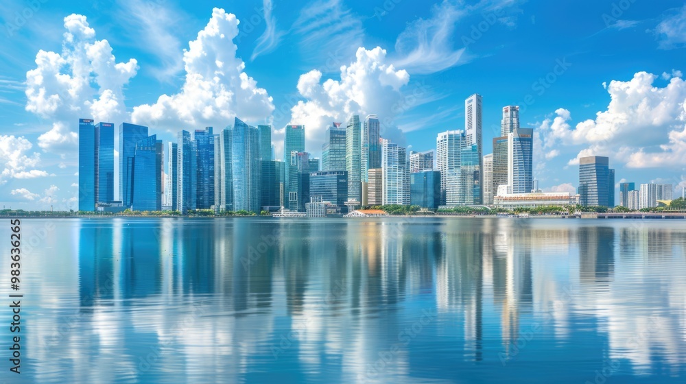 Singapore modern skyline city business building cityscape at The marina bay near the river of Singapore. Singapore modern skyline city business building cityscape at The marina bay near the river of Singapore.
