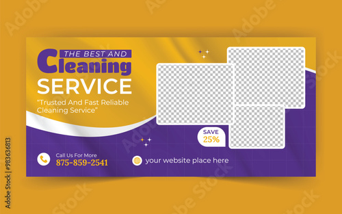 Cleaning service social media post banner template design