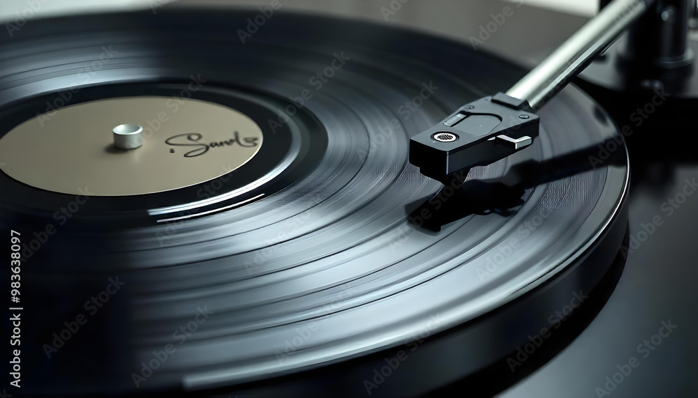 Close-up of a Vinyl Record Playing on a Turntable Close-up of a Vinyl Record Playing on a Turntable