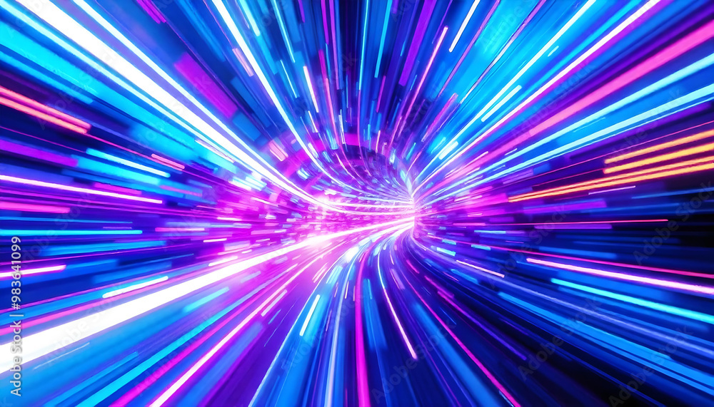 Abstract Tunnel of Vivid Neon Lights Abstract Tunnel of Vivid Neon Lights