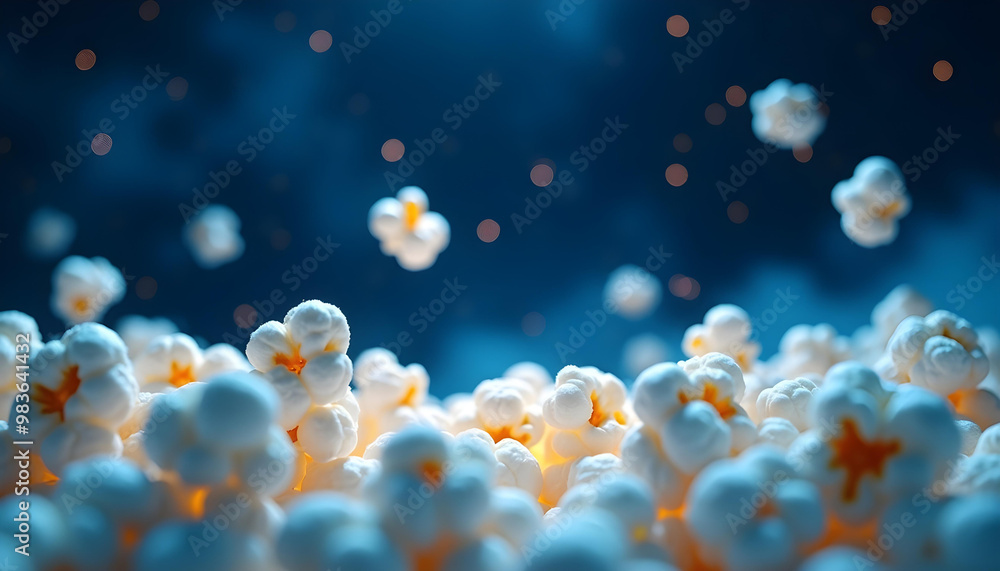 A Pile of Fluffy Popcorn with a Few Pieces Floating in the Air A Pile of Fluffy Popcorn with a Few Pieces Floating in the Air