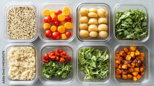 Fresh Meal Prep Ingredients in Clear Containers photo